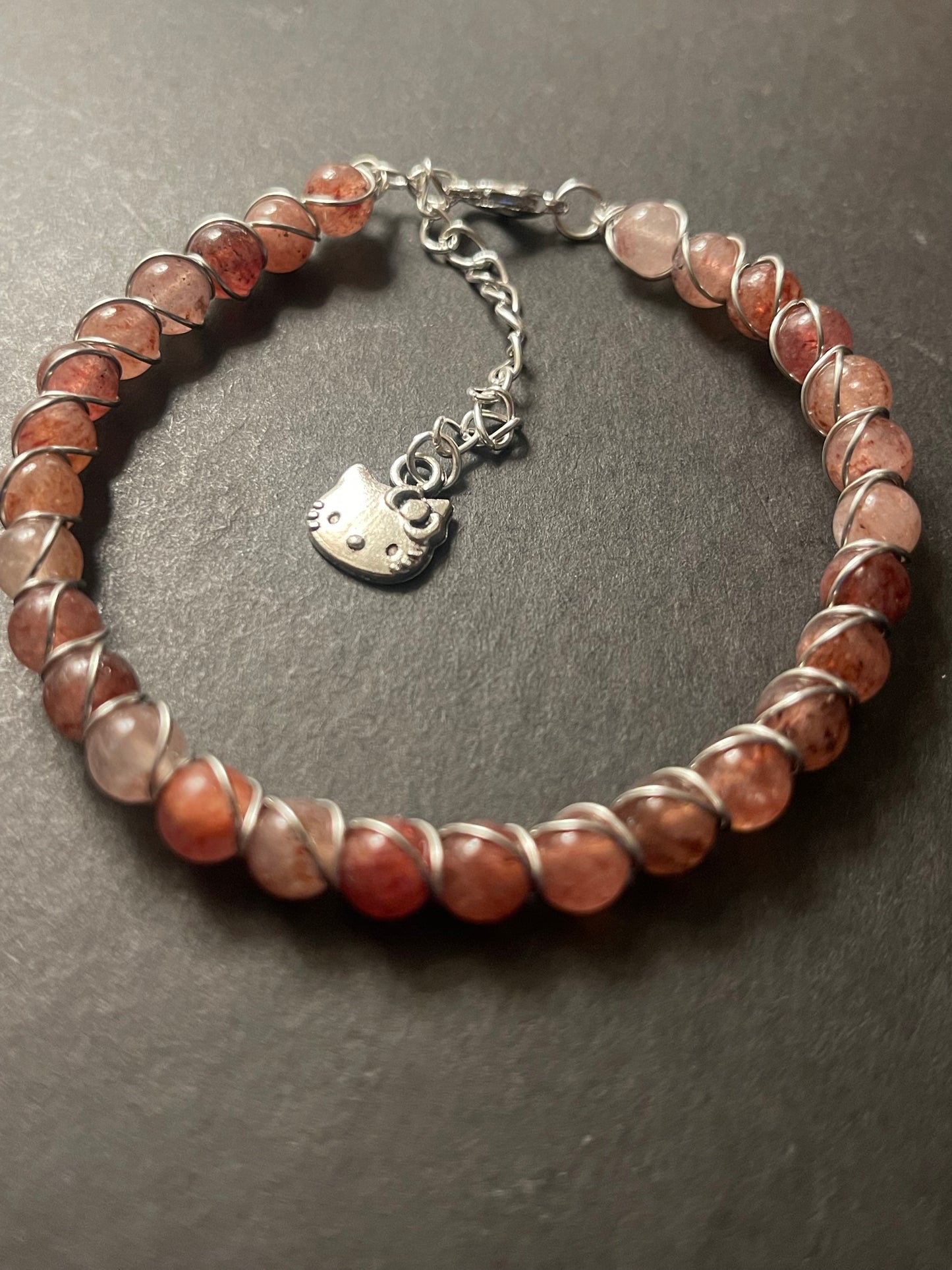 Wire wrapped bracelet w/ chain extender and lobster claw