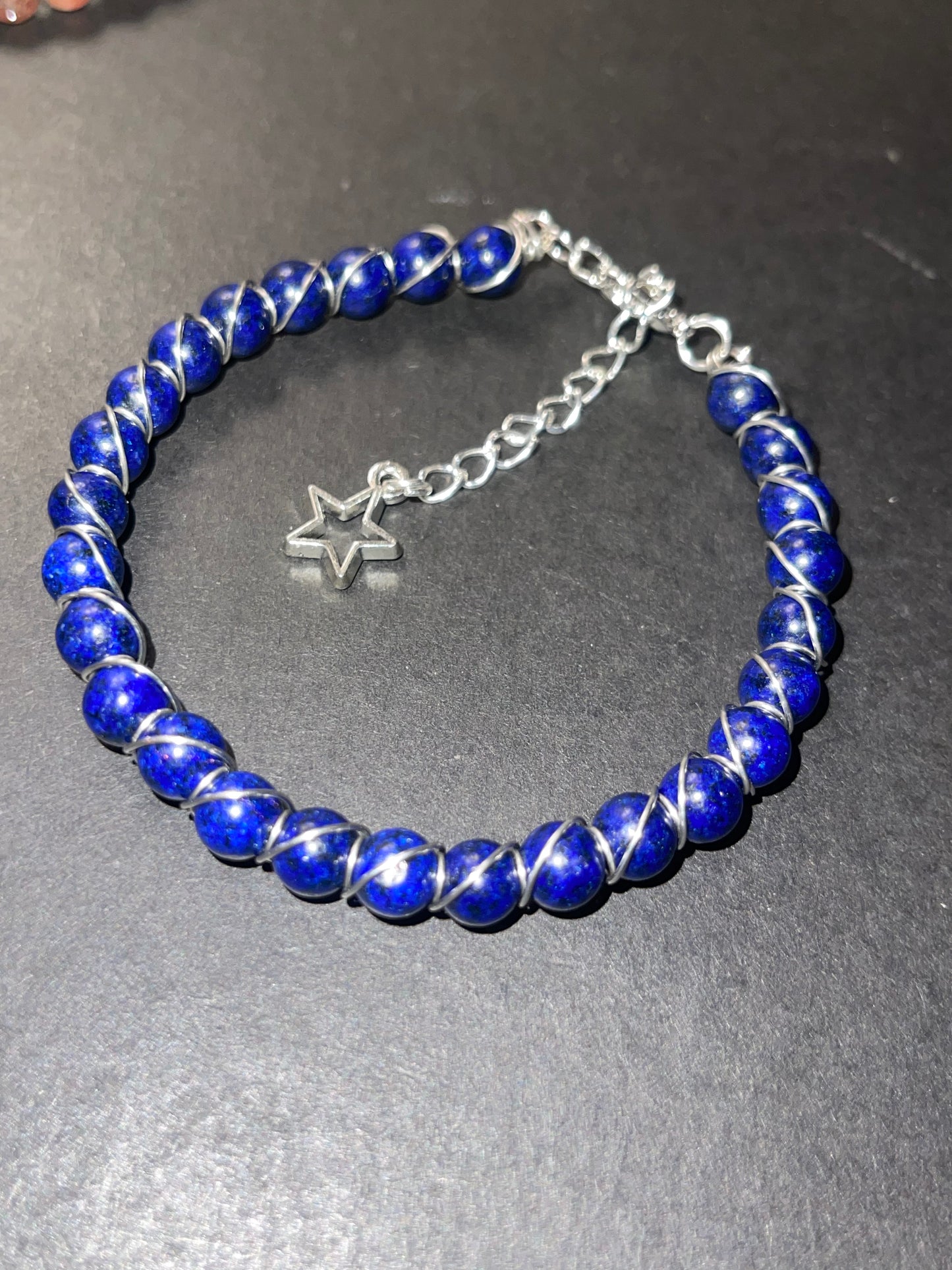 Wire wrapped bracelet w/ chain extender and lobster claw