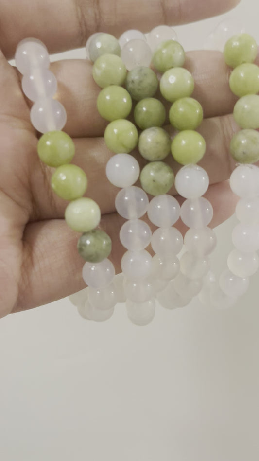 Chinese Jade Clear Quartz bracelets