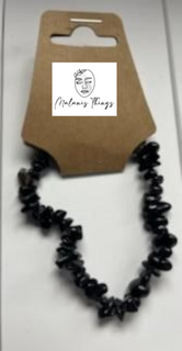 *NATURAL CUT BLACK OBSIDIAN (6mm-8mm)