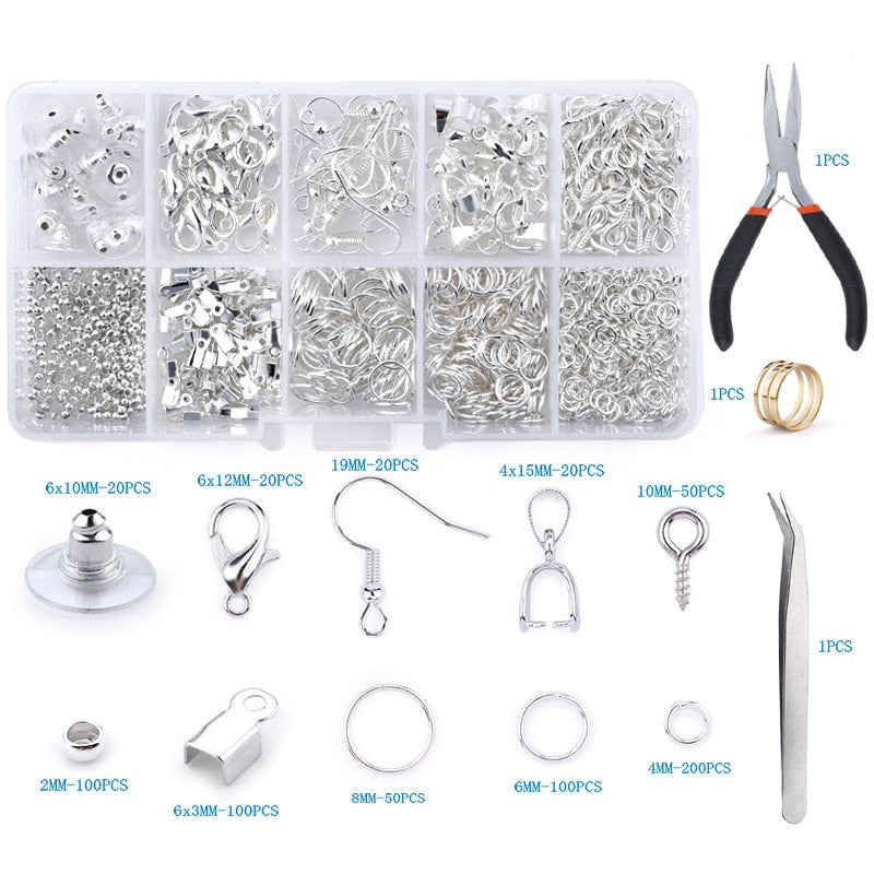 Alloy Accessories Jewelry Findings Set Jewelry Making Tools Copper Wire Open Jump Rings Earring Hook Jewelry Making Supplies Kit