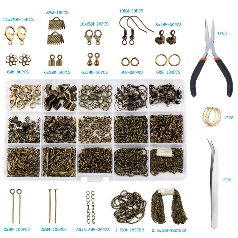 Alloy Accessories Jewelry Findings Set Jewelry Making Tools Copper Wire Open Jump Rings Earring Hook Jewelry Making Supplies Kit