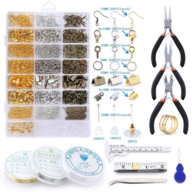 Alloy Accessories Jewelry Findings Set Jewelry Making Tools Copper Wire Open Jump Rings Earring Hook Jewelry Making Supplies Kit