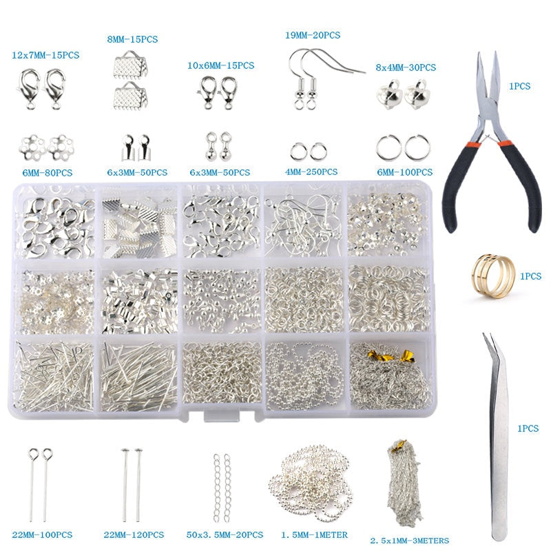 Alloy Accessories Jewelry Findings Set Jewelry Making Tools Copper Wire Open Jump Rings Earring Hook Jewelry Making Supplies Kit