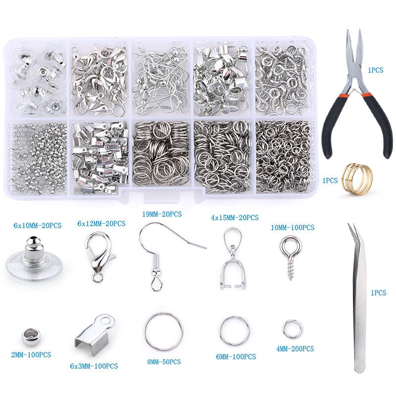 Alloy Accessories Jewelry Findings Set Jewelry Making Tools Copper Wire Open Jump Rings Earring Hook Jewelry Making Supplies Kit