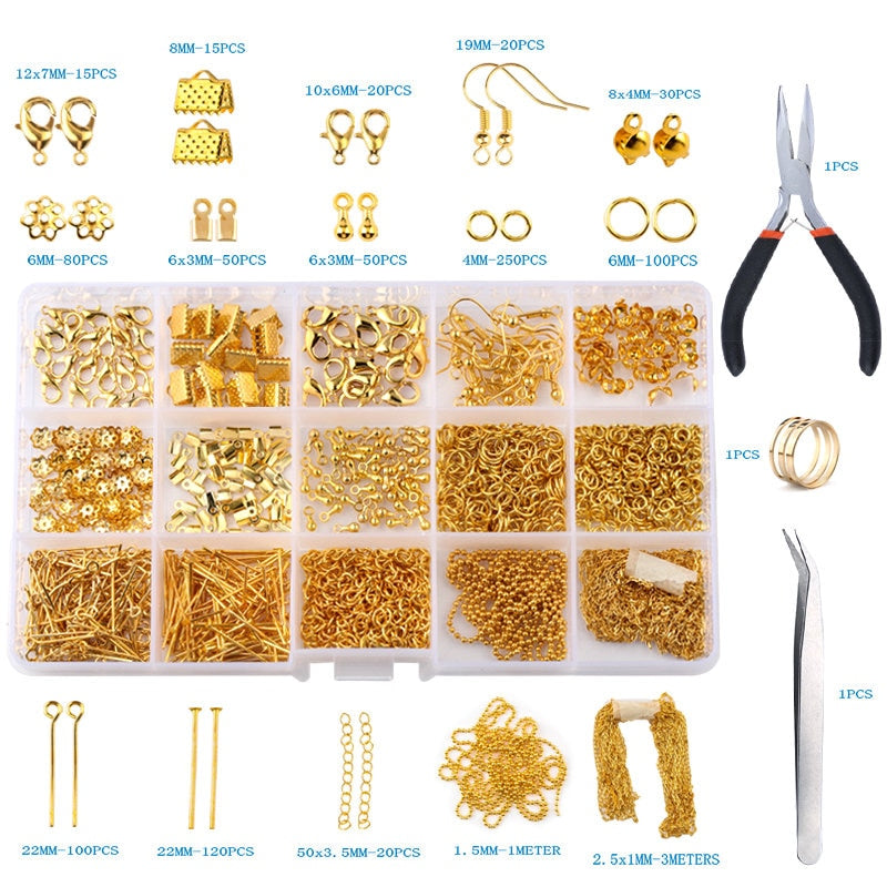 Alloy Accessories Jewelry Findings Set Jewelry Making Tools Copper Wire Open Jump Rings Earring Hook Jewelry Making Supplies Kit