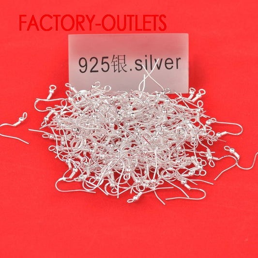 200PCS Design Genuine 925 Sterling Silver Beads Jewelry Findings Hooks Earrings Wire