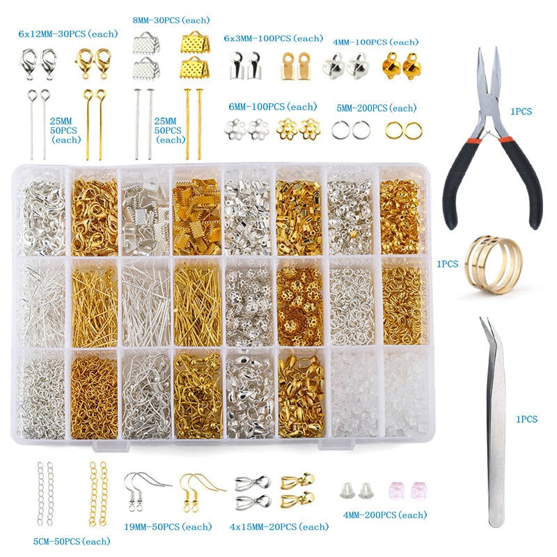 Alloy Accessories Jewelry Findings Set Jewelry Making Tools Copper Wire Open Jump Rings Earring Hook Jewelry Making Supplies Kit