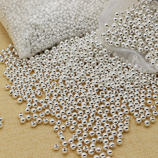 10-40pcs REAL 925 Sterling Silver Round Beads Spacer Beads Accessories Silver Bead for Bracelet Necklace Jewelry Making Findings