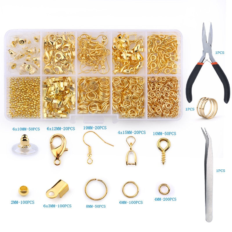 Alloy Accessories Jewelry Findings Set Jewelry Making Tools Copper Wire Open Jump Rings Earring Hook Jewelry Making Supplies Kit