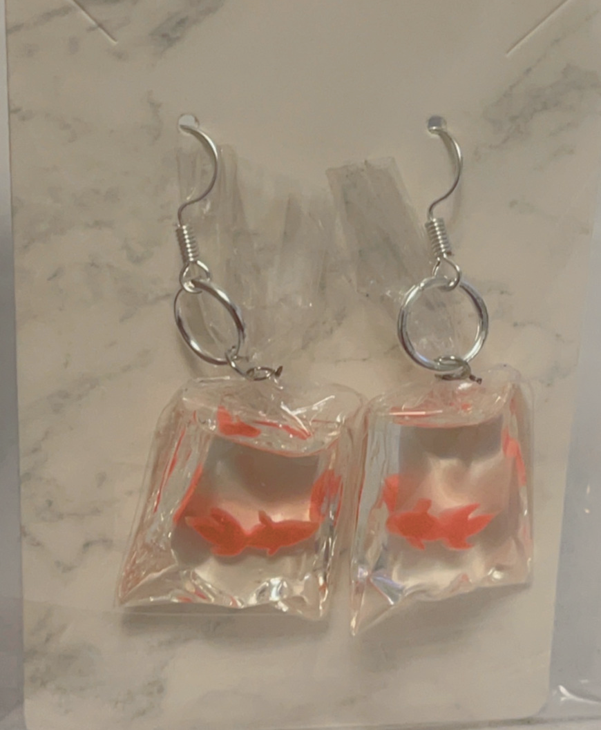 *goldfish earrings (resin and alloy)