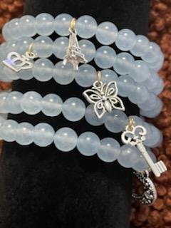 *Custom Blue Chalcedony Bracelet w/ Random Charm (8mm)