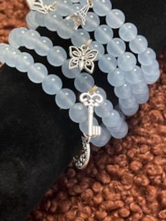 *Custom Blue Chalcedony Bracelet w/ Random Charm (8mm)