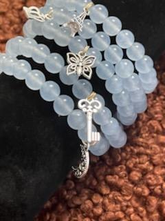 *Custom Blue Chalcedony Bracelet w/ Random Charm (8mm)