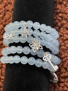 *Custom Blue Chalcedony Bracelet w/ Random Charm (8mm)