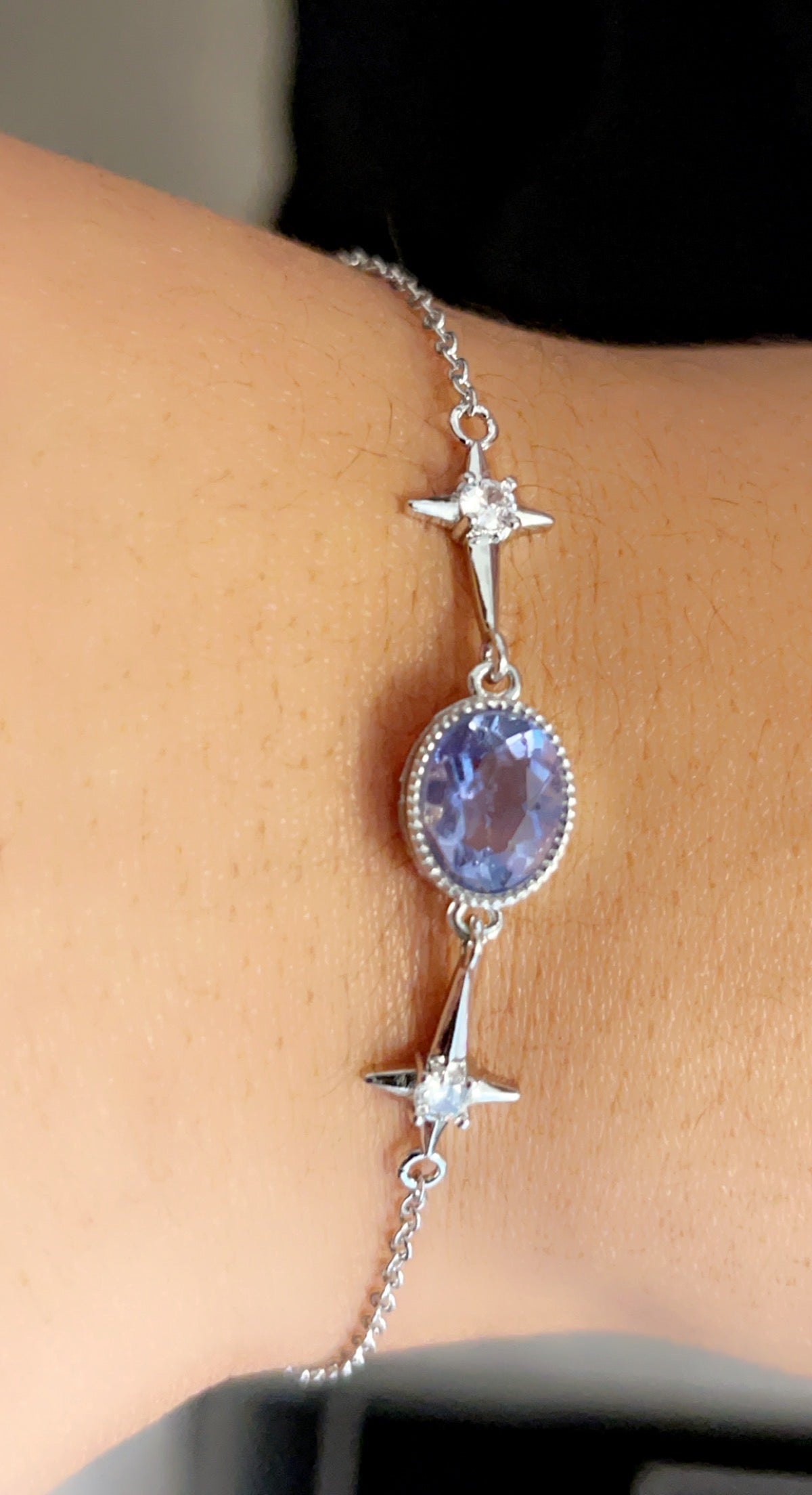 Blue kyanite silver bracelet