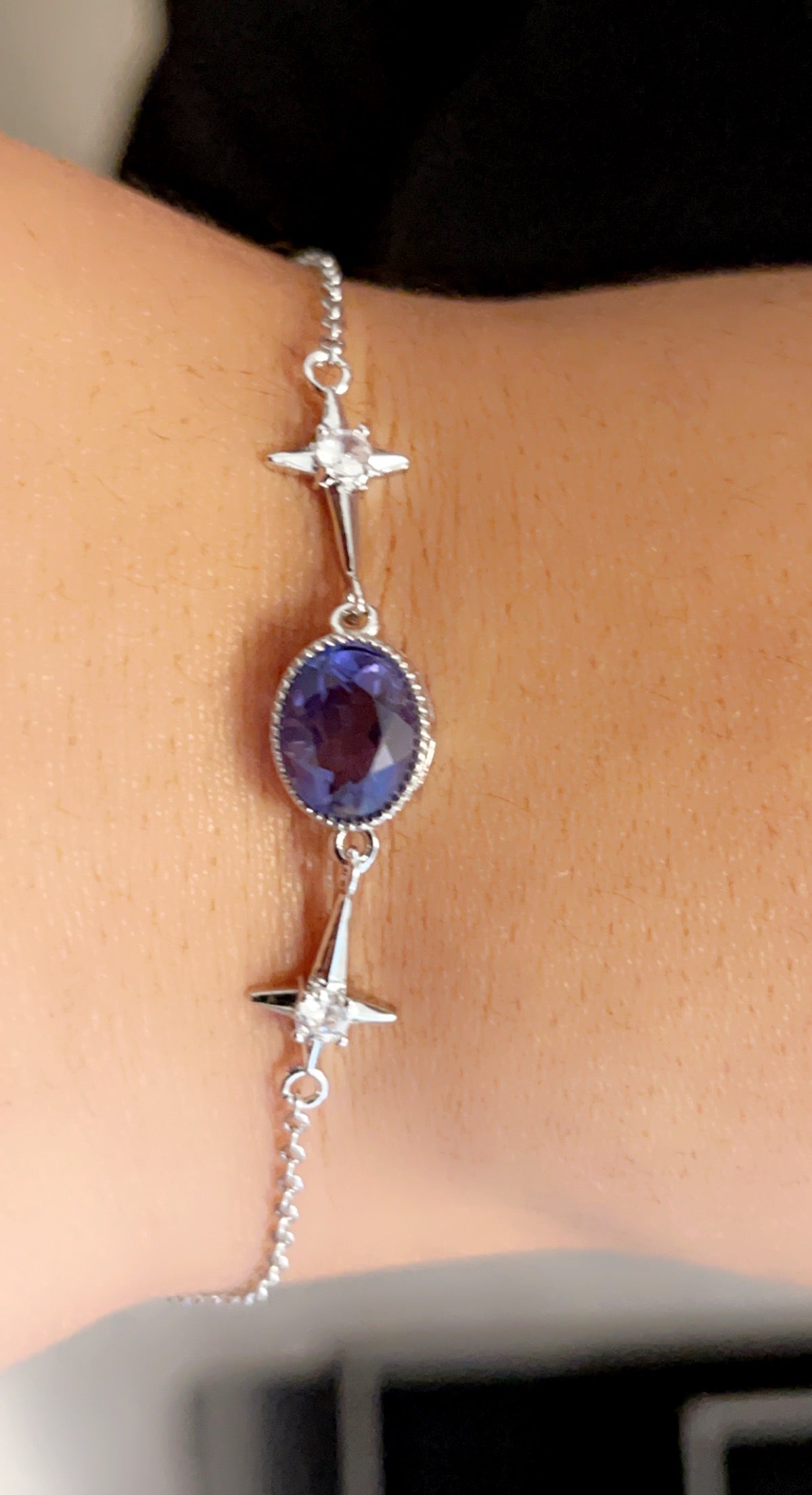 Blue kyanite silver bracelet