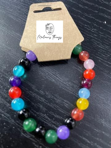 *MIXED COLOR AGATE BRACELET (8mm)