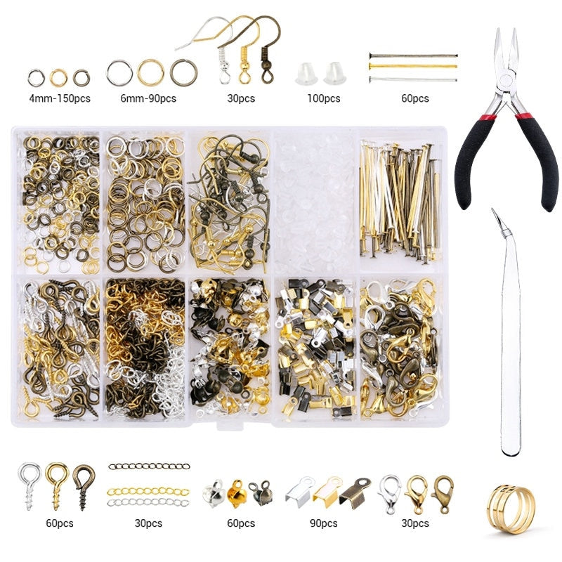 Alloy Accessories Jewelry Findings Set Jewelry Making Tools Copper Wire Open Jump Rings Earring Hook Jewelry Making Supplies Kit