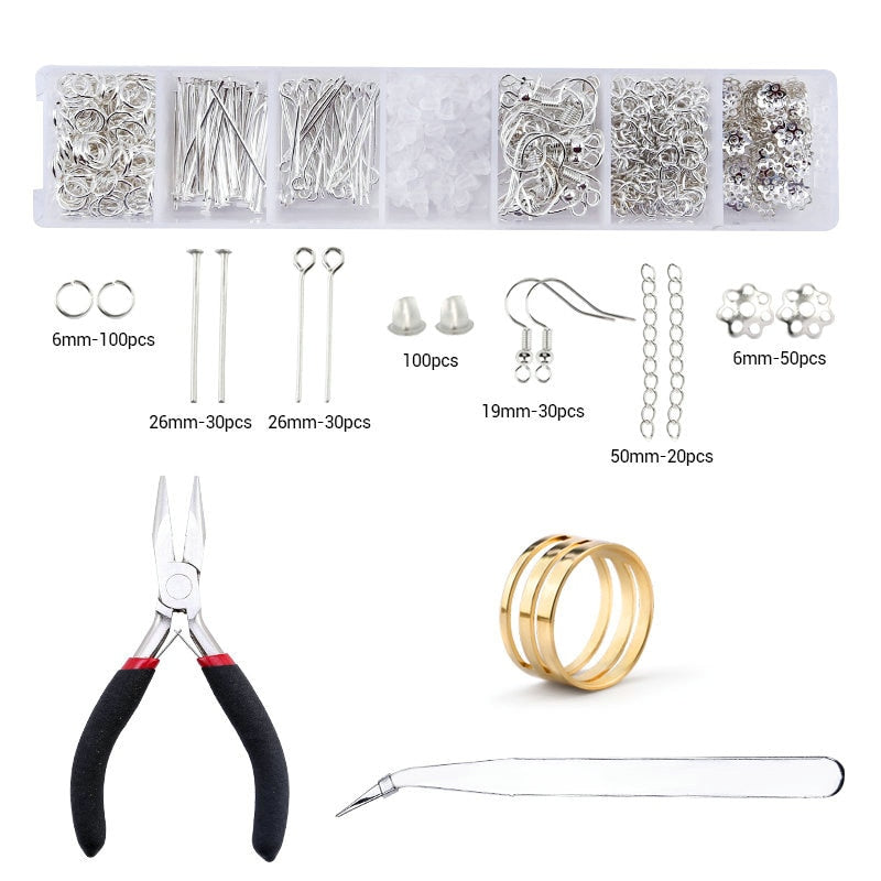 Alloy Accessories Jewelry Findings Set Jewelry Making Tools Copper Wire Open Jump Rings Earring Hook Jewelry Making Supplies Kit