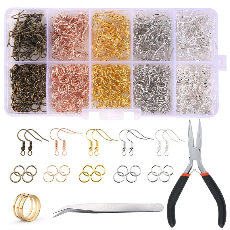 Alloy Accessories Jewelry Findings Set Jewelry Making Tools Copper Wire Open Jump Rings Earring Hook Jewelry Making Supplies Kit