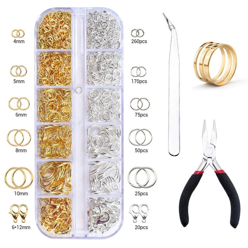 Alloy Accessories Jewelry Findings Set Jewelry Making Tools Copper Wire Open Jump Rings Earring Hook Jewelry Making Supplies Kit