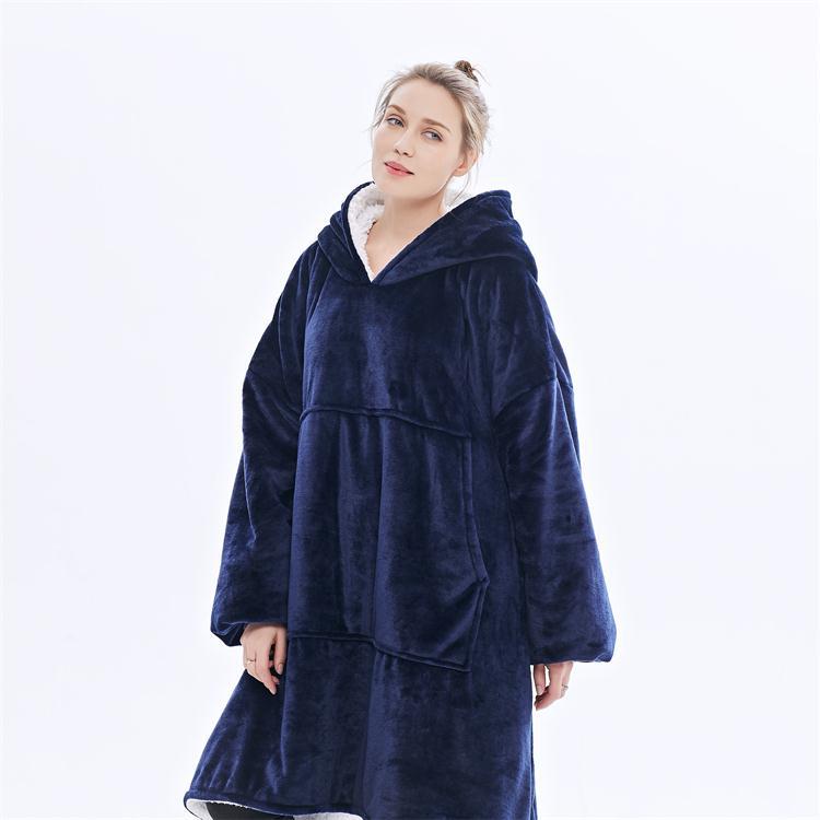 Oversized Hoodie Blanket With Sleeves Sweatshirt Plaid Winter Fleece Hoody Women Pocket Female Hooded Sweat Oversize Femme