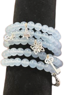 *Custom Blue Chalcedony Bracelet w/ Random Charm (8mm)