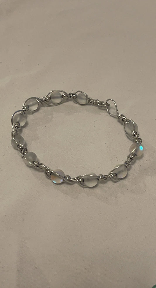 Moonstone silver alloy bracelet wrap