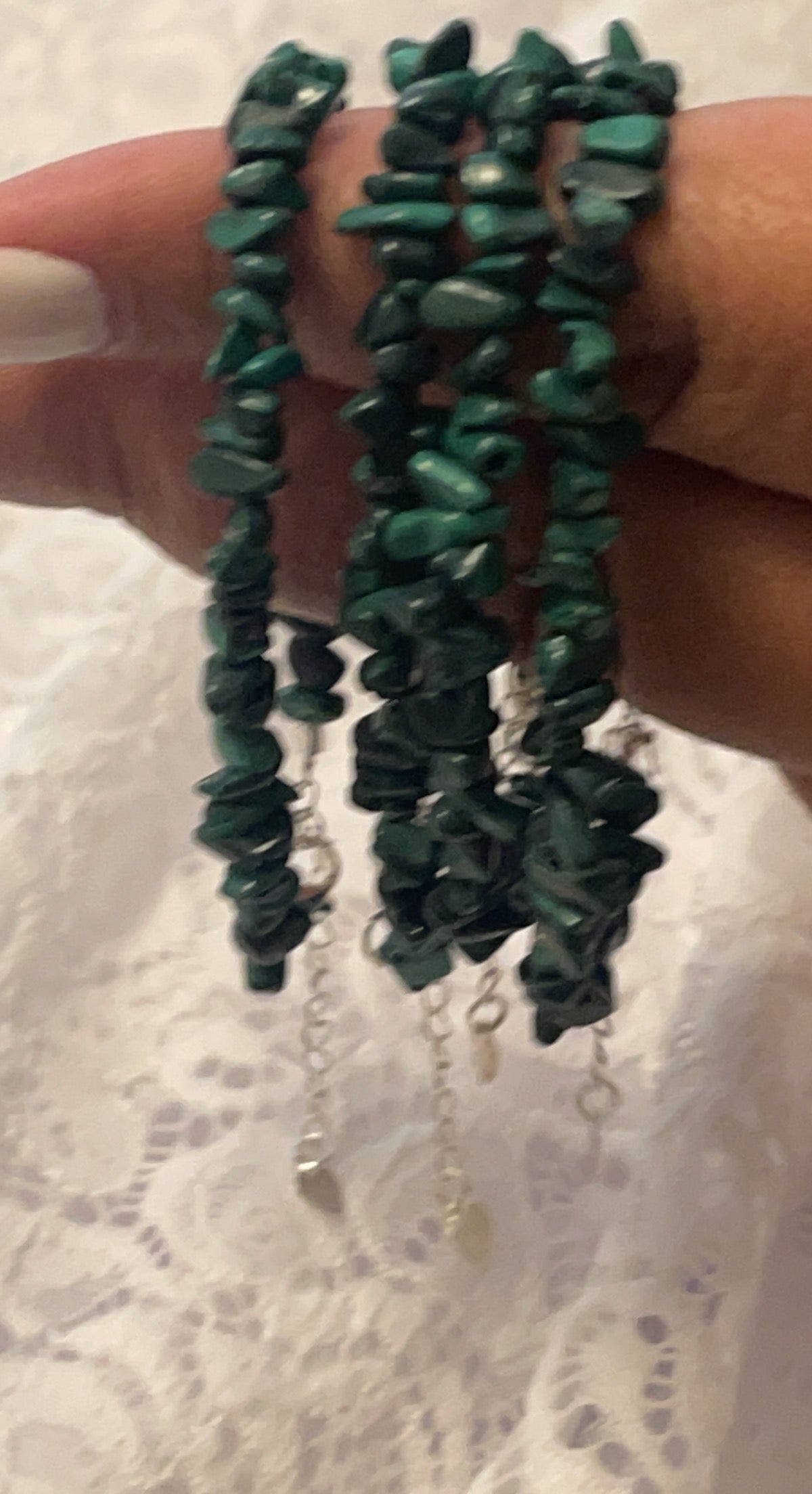 Malachite natural crystal bracelet with chain