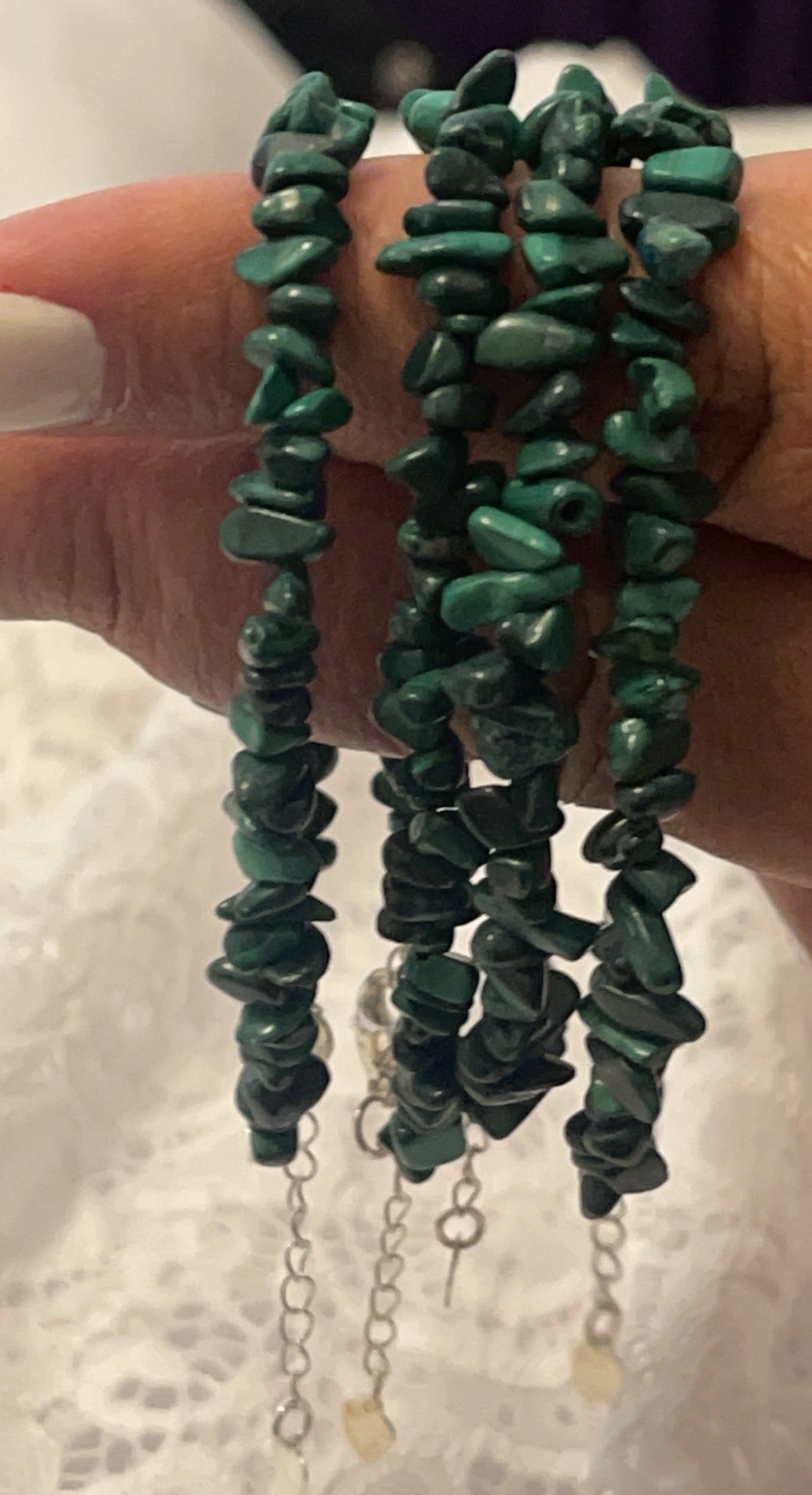 Malachite natural crystal bracelet with chain