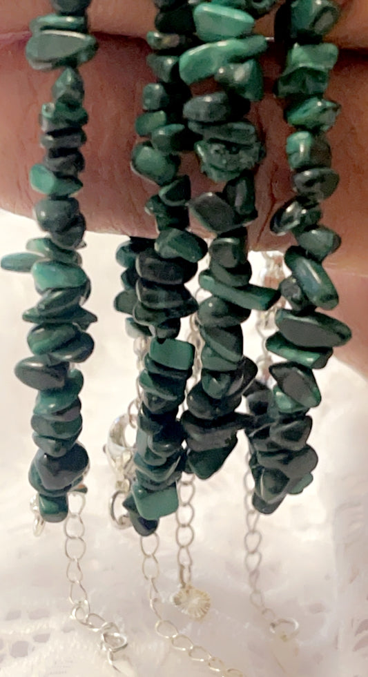 Malachite natural crystal bracelet with chain